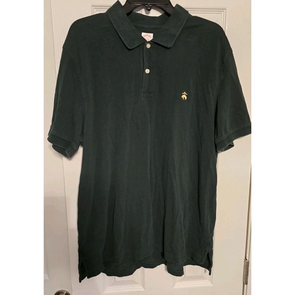 Brooks Brothers 1818 Performance Polo Shirt Original Fit Green XL Gold Logo